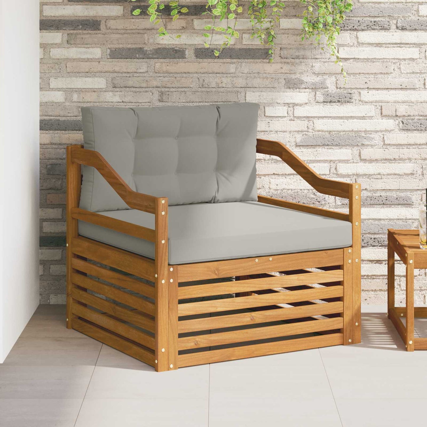 Outdoor-Sofa Natürlich und Hellgrau