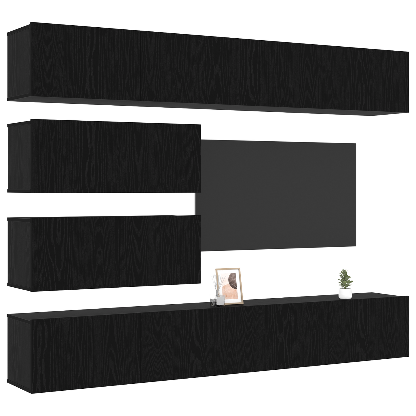TV-Schrankset Wandmontiert 4 pcs Schwarze Eiche Holzwerkstoff