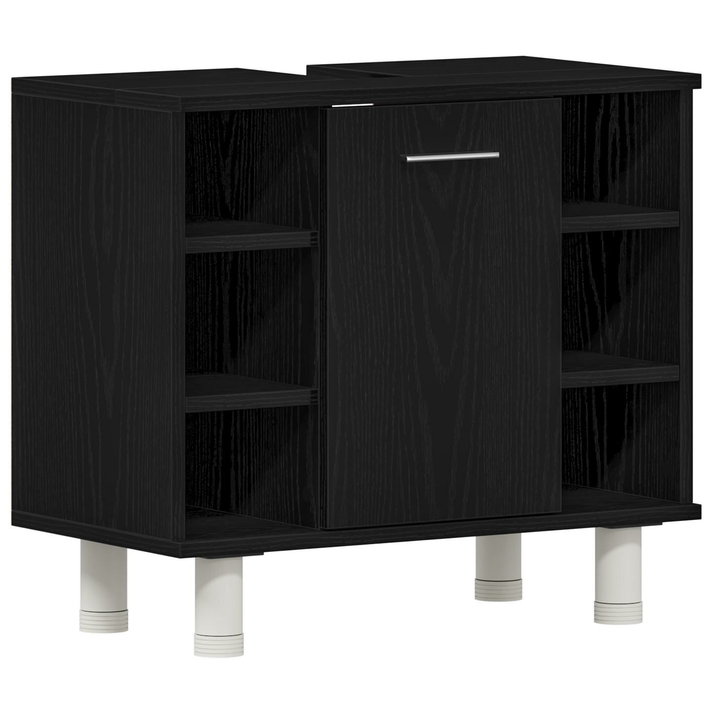 Badezimmermöbel-Set mit Regal 3 pcs Schwarz 30 x 30 x 179,5 cm