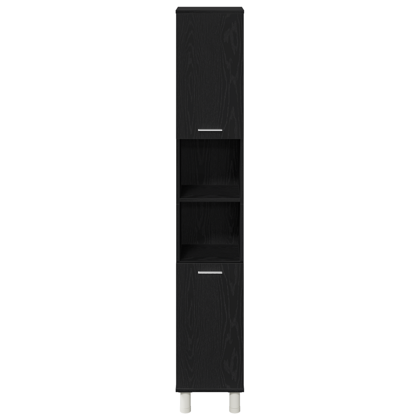 Badezimmermöbel-Set mit Regal 3 pcs Schwarz 30 x 30 x 179,5 cm