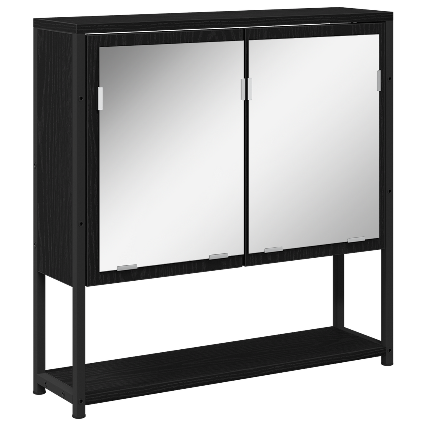Badezimmermöbel-Set mit Regal 3 pcs Schwarz Holzwerkstoff