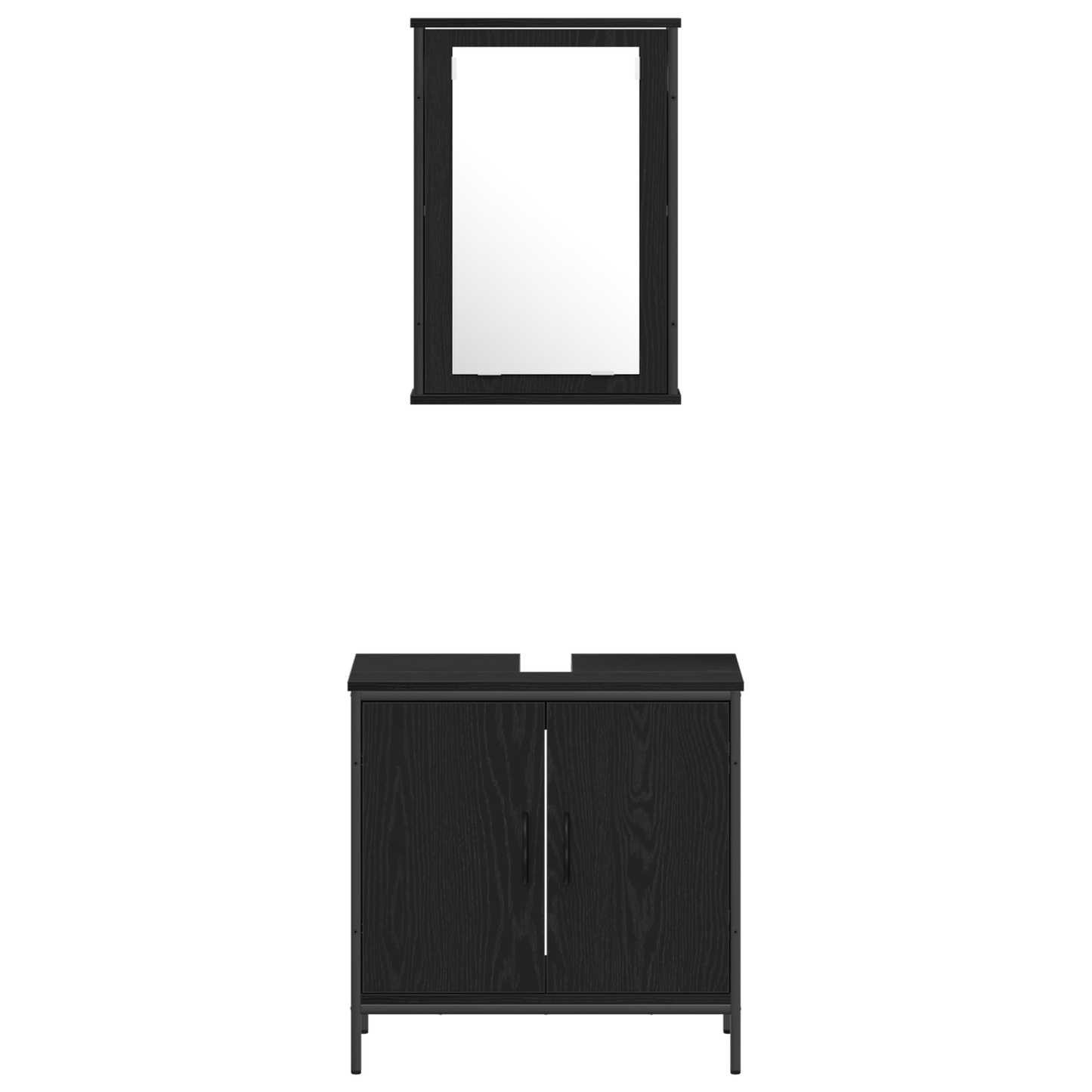 Badezimmermöbel-Set mit Regal 3 pcs Schwarz Holzwerkstoff