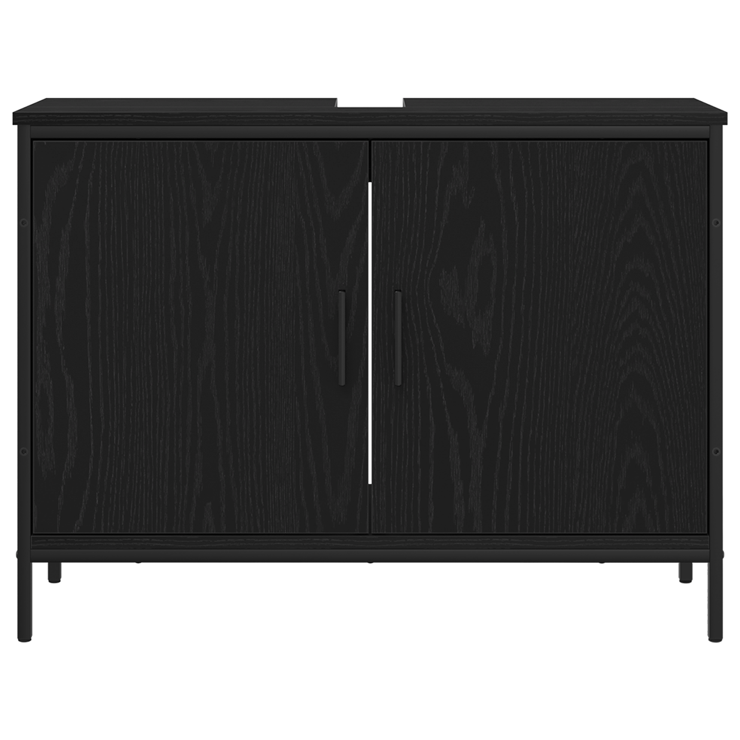 Badezimmermöbel-Set mit Regal 4 pcs Schwarz Holzwerkstoff