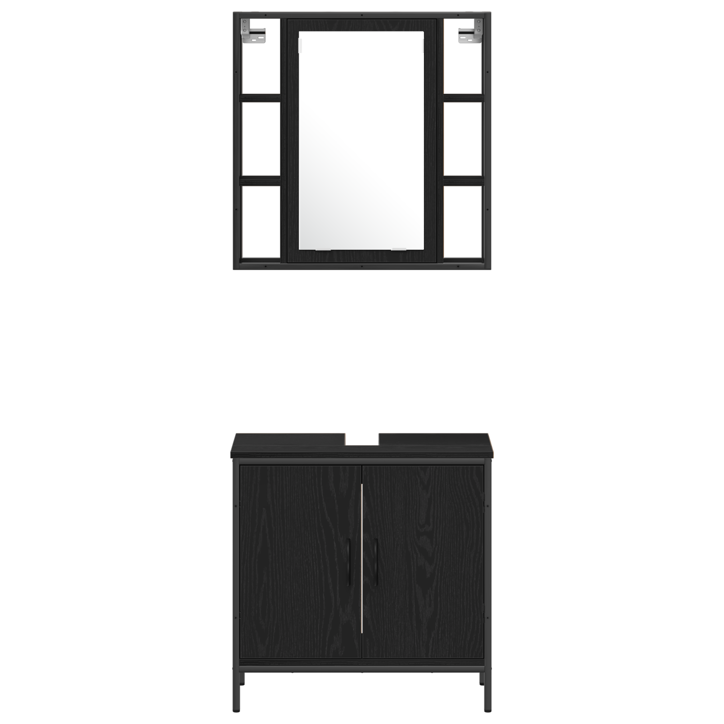 Badezimmermöbel-Set mit Regal 4 pcs Schwarz Holzwerkstoff