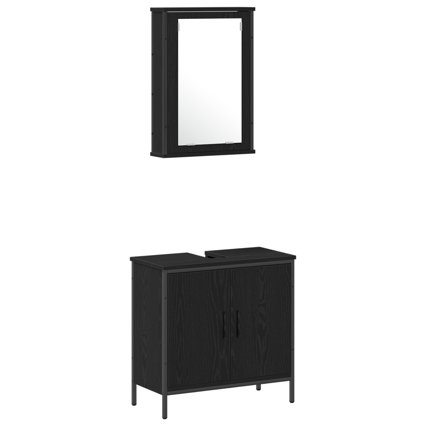 Badezimmermöbel-Set mit Regal 4 pcs Schwarz Holzwerkstoff