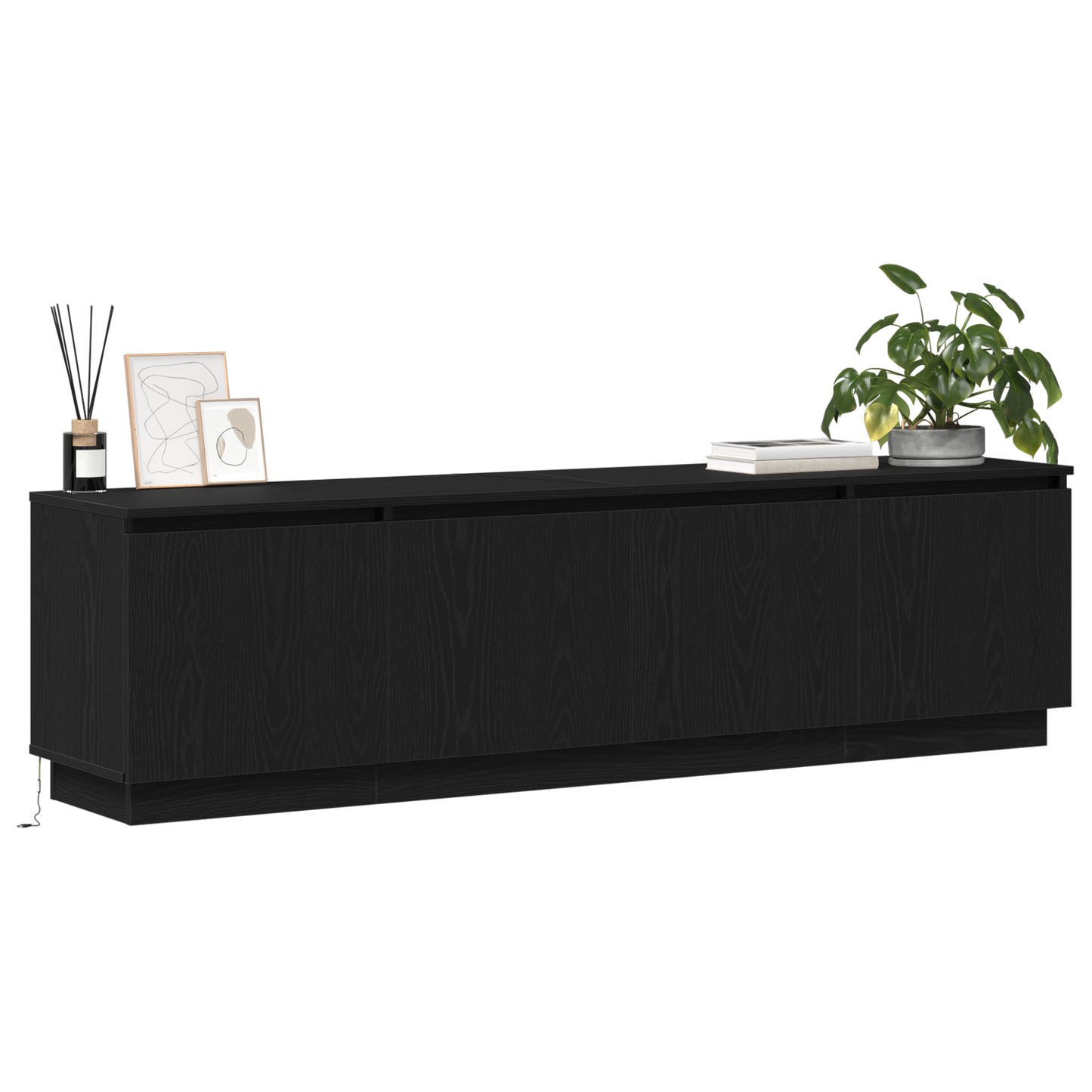 TV-Schränk Schwarz Eichen-Optik 180 x 38 x 49 cm Holzwerkstoff
