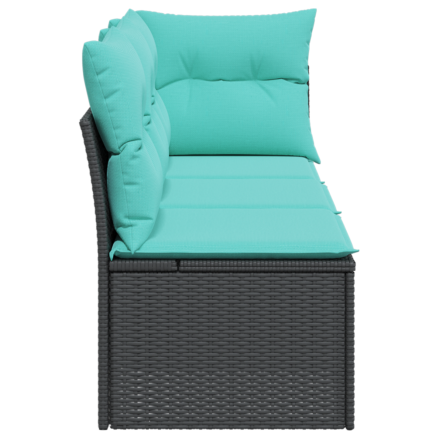 Gartensofa mit Kissen 3-Sitzer Schwarz Poly Rattan