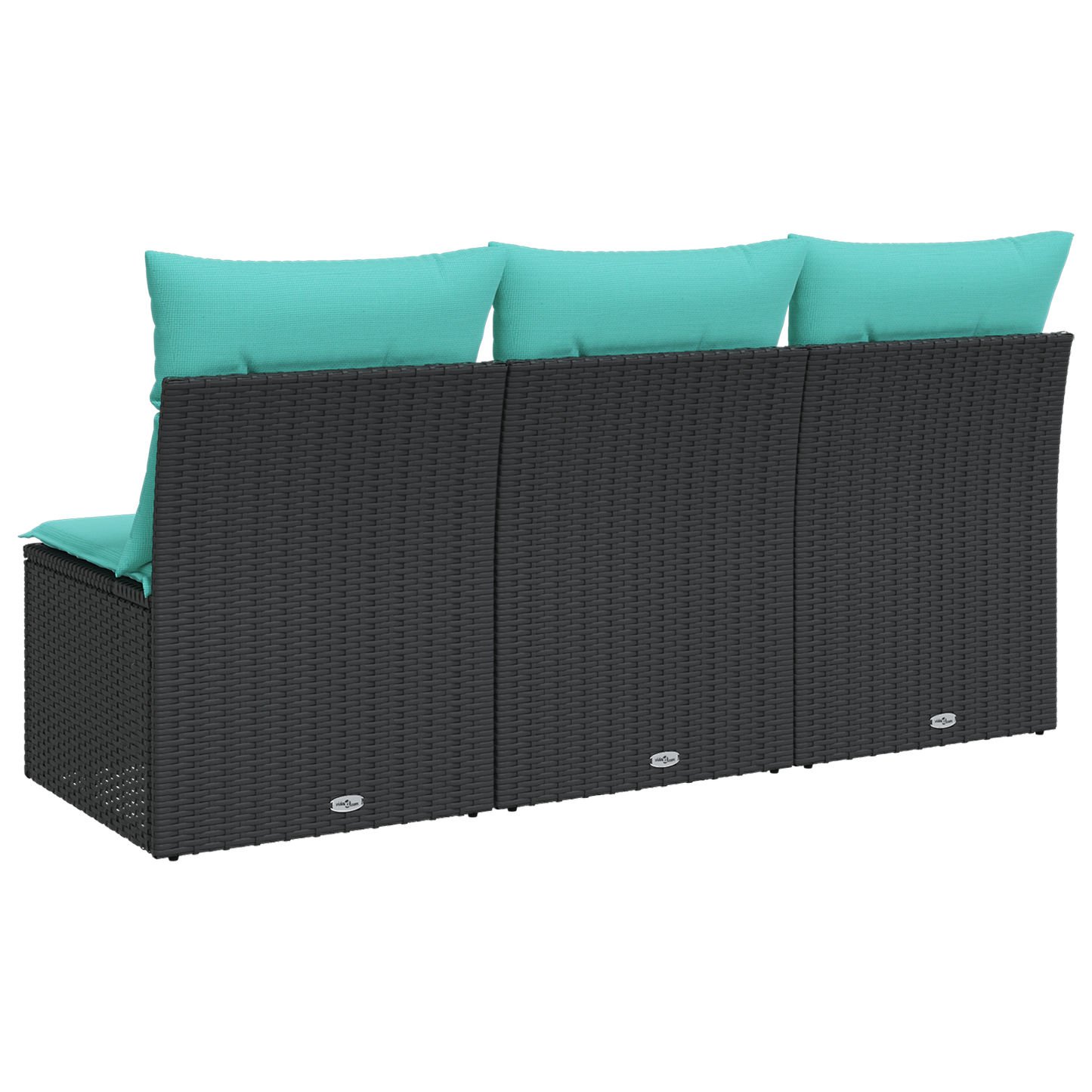 Gartensofa mit Kissen 3-Sitzer Schwarz Poly Rattan