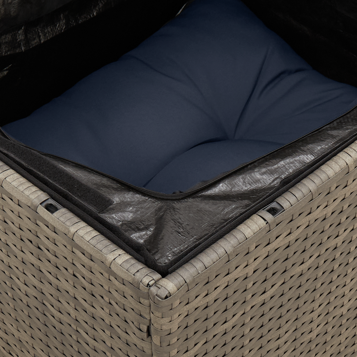 Gartensofa mit Kissen 3-Sitzer Grau Poly Rattan
