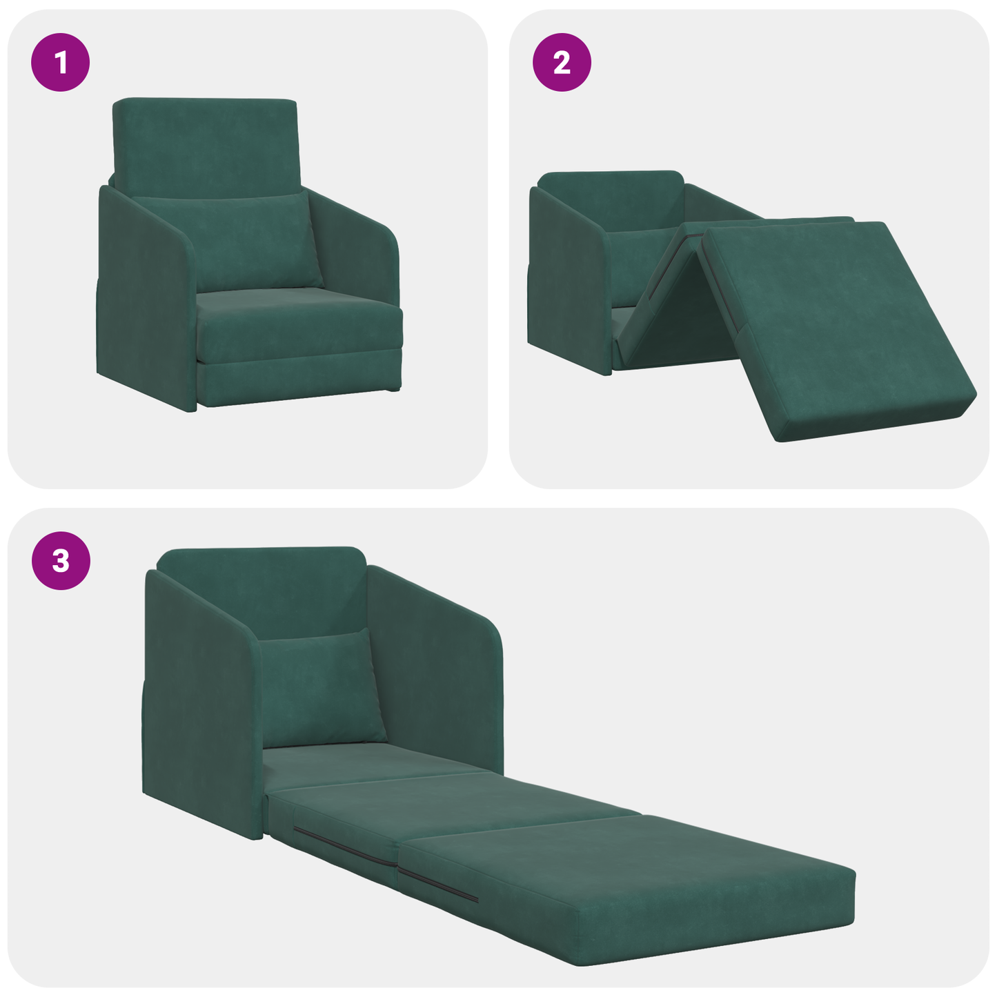 Schlafsofa Dunkelgrün 65 x 80 x 83 cm Samt