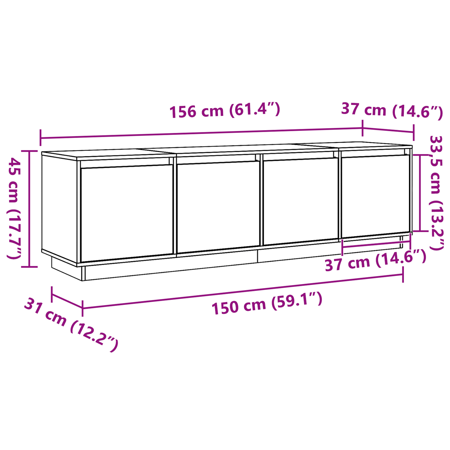 TV-Schränk Braun 156 x 37 x 45 cm Holzwerkstoff